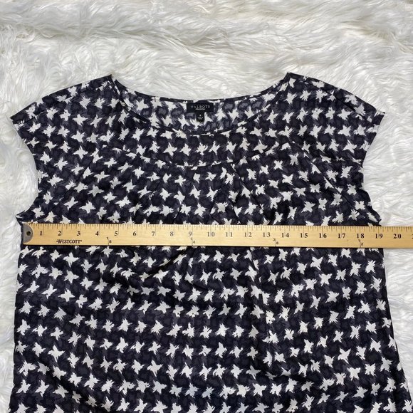Talbots Women's Houndstooth Pattern Cap Sleeve Top Shirt Black White Size 8 - Picture 7 of 9